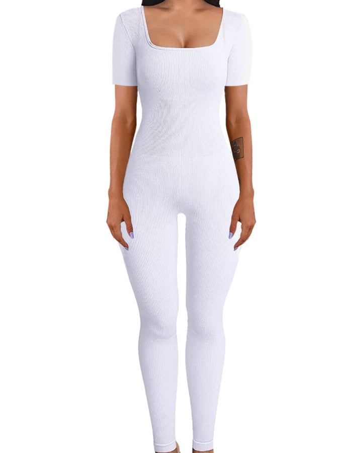 Dame Figurformet Jumpsuit med firkantet udskæring og kort ærme Stilla