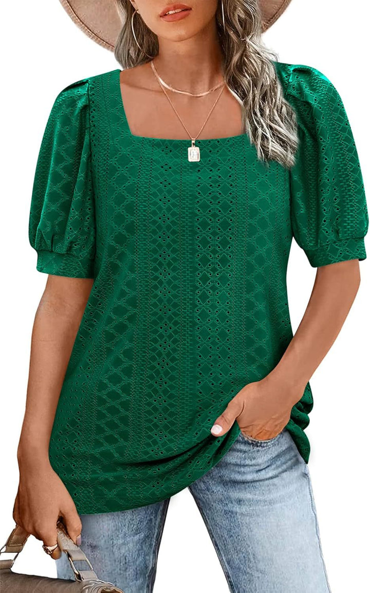 Dame Elegant Puffærmer Bluse Stilla