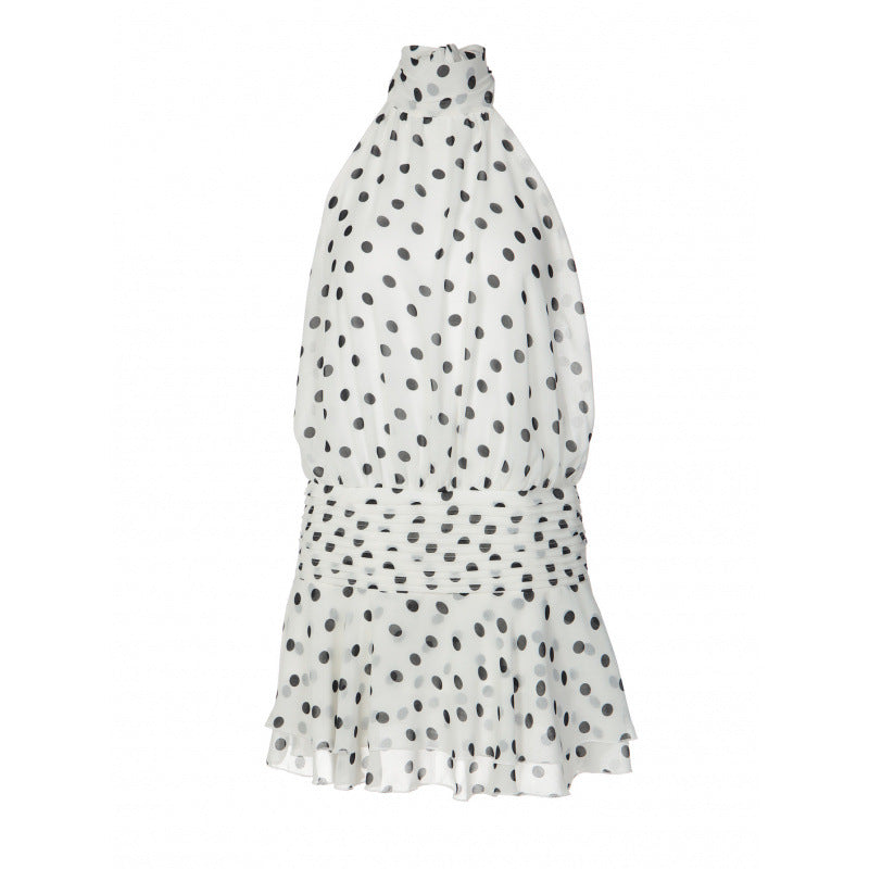 Damen Polka-Dot Minikleiderset mit schulterfreiem Hals und voluminösem Rock Skovae