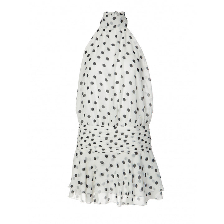 Damen Polka-Dot Minikleiderset mit schulterfreiem Hals und voluminösem Rock Skovae