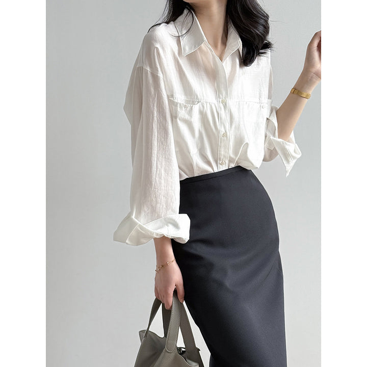 Damer afslappet skjorte blouse i let, åndbart materiale med løs pasform Stilla