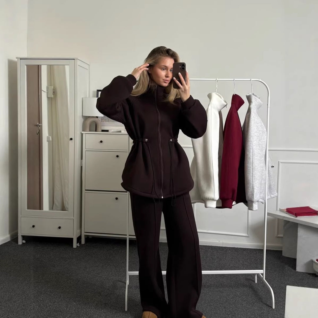 Dame Casual Fritids Sæt med Blødt Stof og Elastisk Talje Stilla