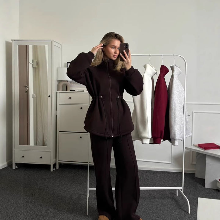 Dame Casual Fritids Sæt med Blødt Stof og Elastisk Talje Stilla
