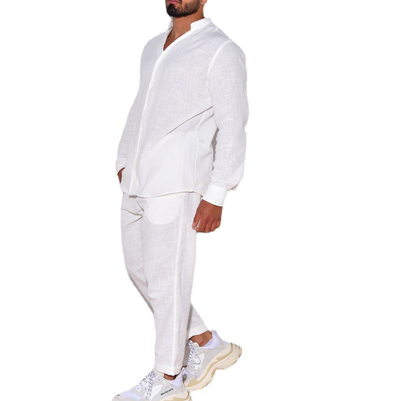 Herre afslappet linnedragt sæt med løs pasform og praktiske lommer Stilla