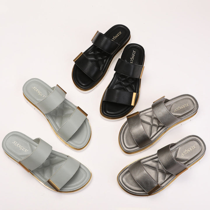 Dame slippers med luksuriøse remme og polstret fodseng Stilla