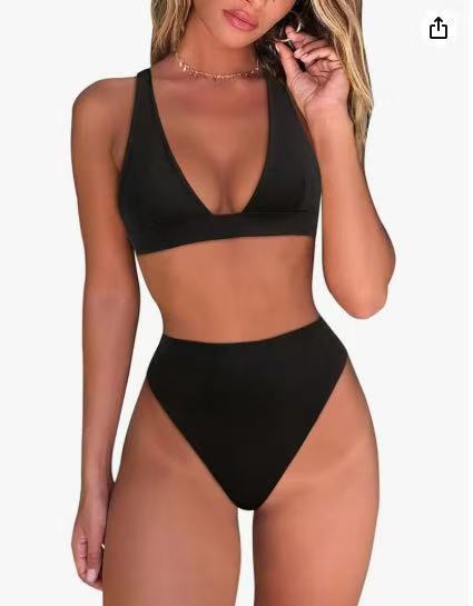 Dame Høj taljeret Bikini Sæt med V-Udskæring Skovae
