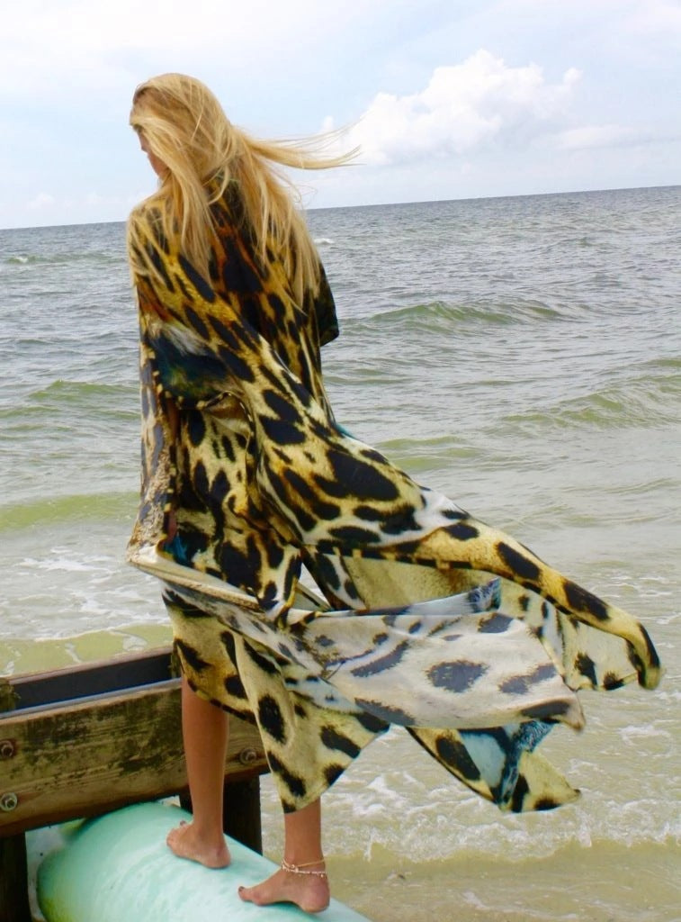 Dame Sommerlig Kaftan med elegant dyremotiv og luftig pasform Stilla