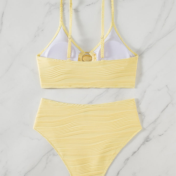 Dame bikini-sæt med elastisk mønster og moderigtige knude lukning Skovae