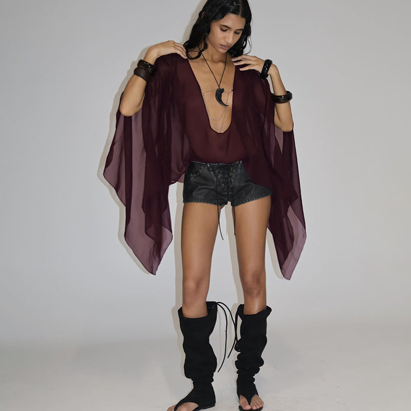 Dame transparent Kaftan med elegant snit Stilla