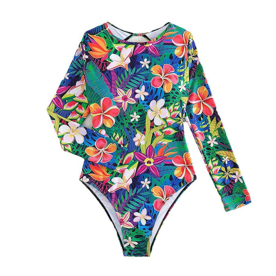 Dame Langærmet Floral Print Badedragt Stilla