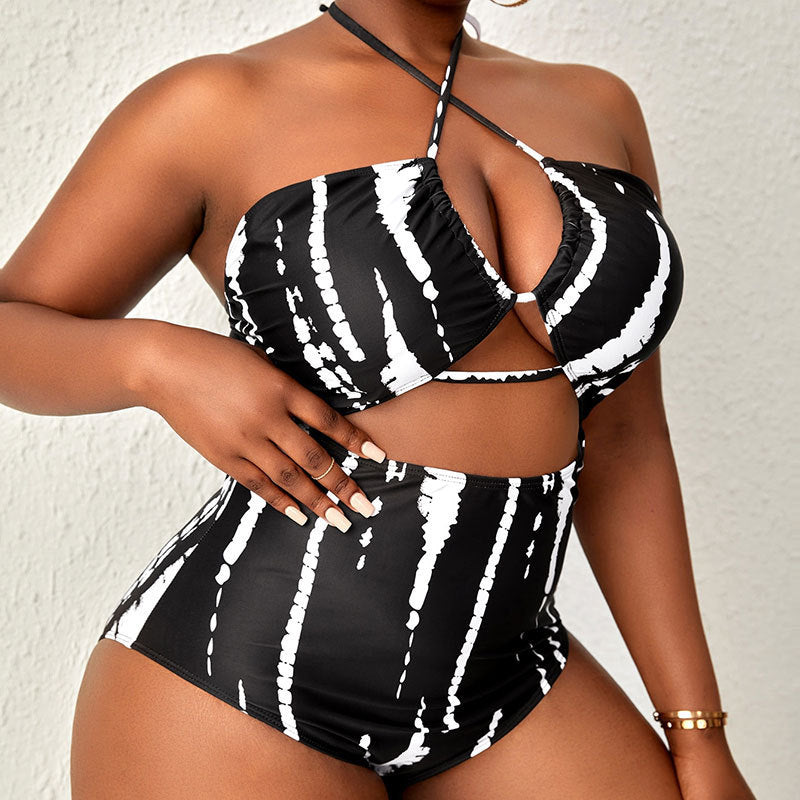 Dame én-delt bikini med moderigtigt cut-out og justerbare stropper Skovae