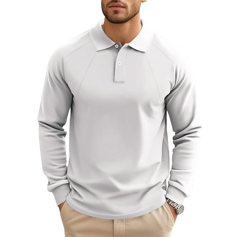 Herrer langærmet polo skjorte med raglanærmer, komfortstretch og ribbet manchetter Skovae