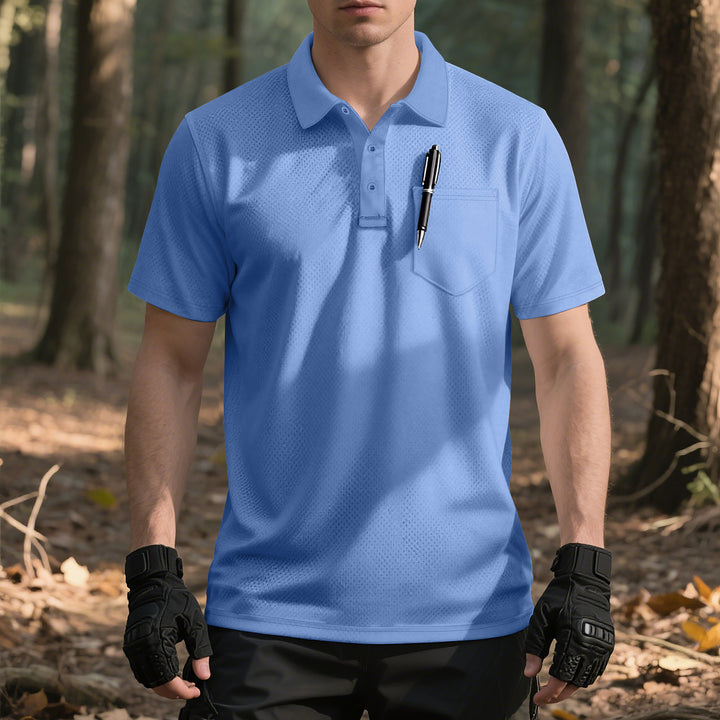Herrer nan funktionel kortærmet polo t-shirt med brystlomme, indarbejdet penlomme og mikroperforeret ventilation Skovae