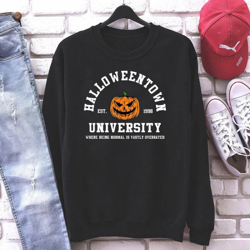 Kvindernes sweatshirt med kreativ Halloween-design og behagelig pasform Skovae