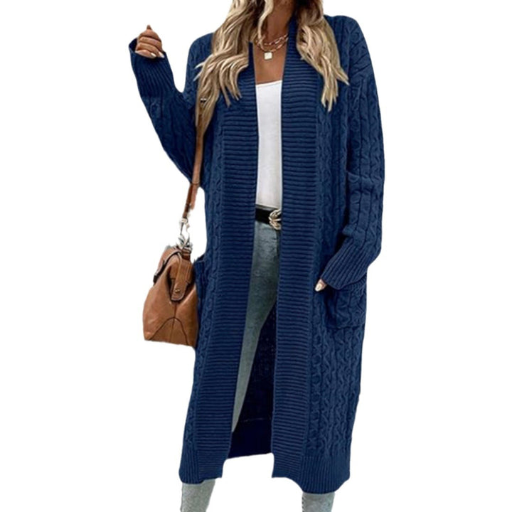 Kvinders chunky strik cardigan med åben design og praktiske lommer Stilla