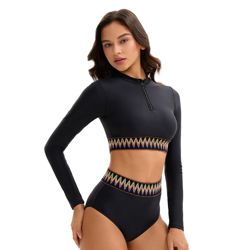 Damer Surf-Bikini med lange ærmer og farverigt mønster Stilla
