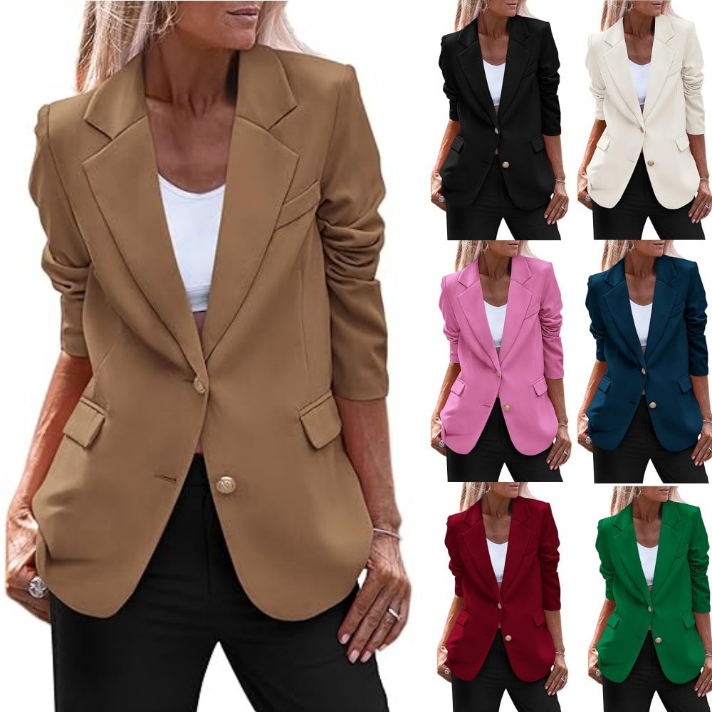 Dame afslappet blazer med gyldne knapdetaljer Stilla