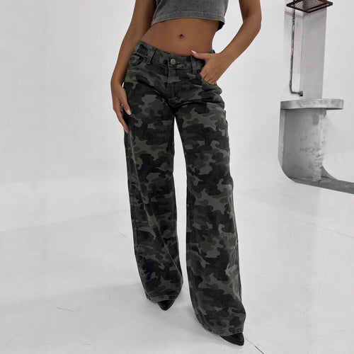 Dame Relaxed Fit Cargobukser med moderigtigt camouflage-mønster Skovae