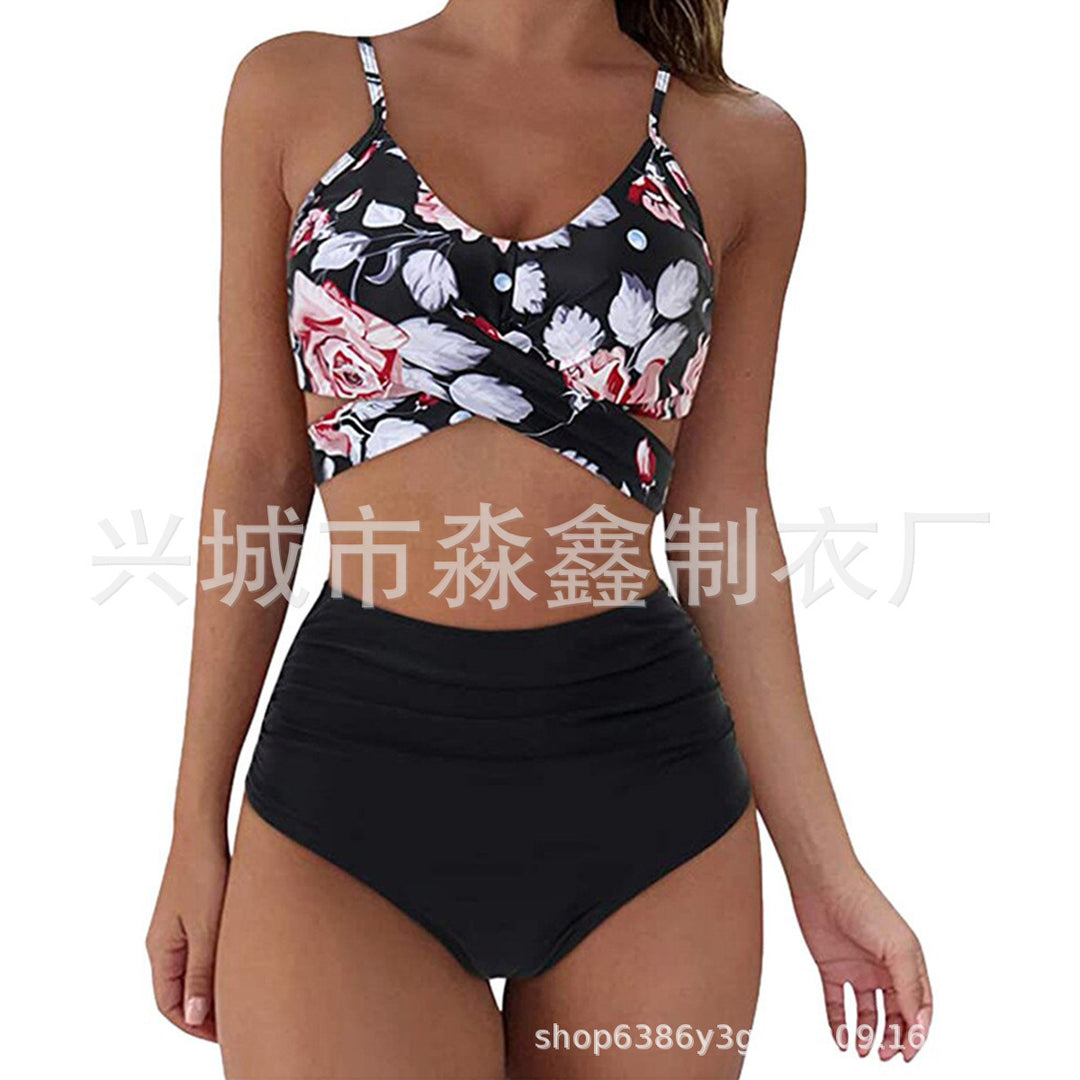 Dame Crop-Top bikini sæt med flettet design Skovae