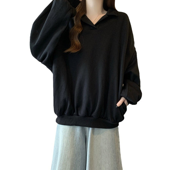 Dame Relaxed Fit Polo Style Sweatshirt med Ballonærmer Stilla