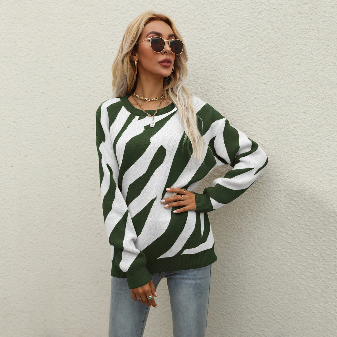 Damer stilfuld strikket sweater med iøjnefaldende dyreprint og innovativt snit Stilla