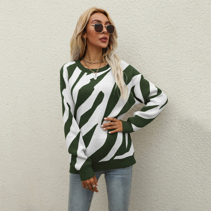 Damer stilfuld strikket sweater med iøjnefaldende dyreprint og innovativt snit Stilla