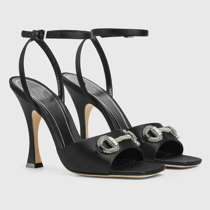 Dame elegante åbne High Heel sandaler med krystal spænde detail Stilla