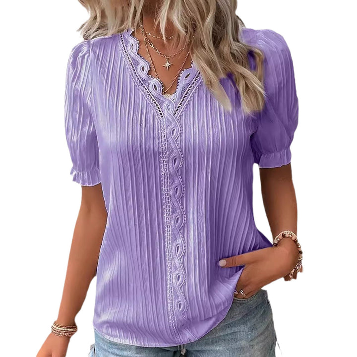 Dame Trendy Bluse med struktur og romantiske spidsdetaljer Stilla