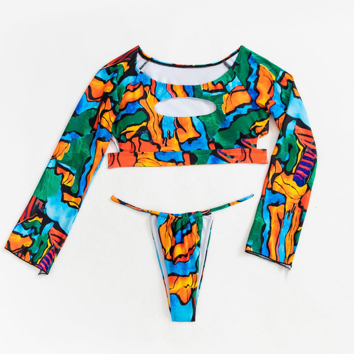 Dame bikini-sæt med langærmet top og frække cut-outs Stilla