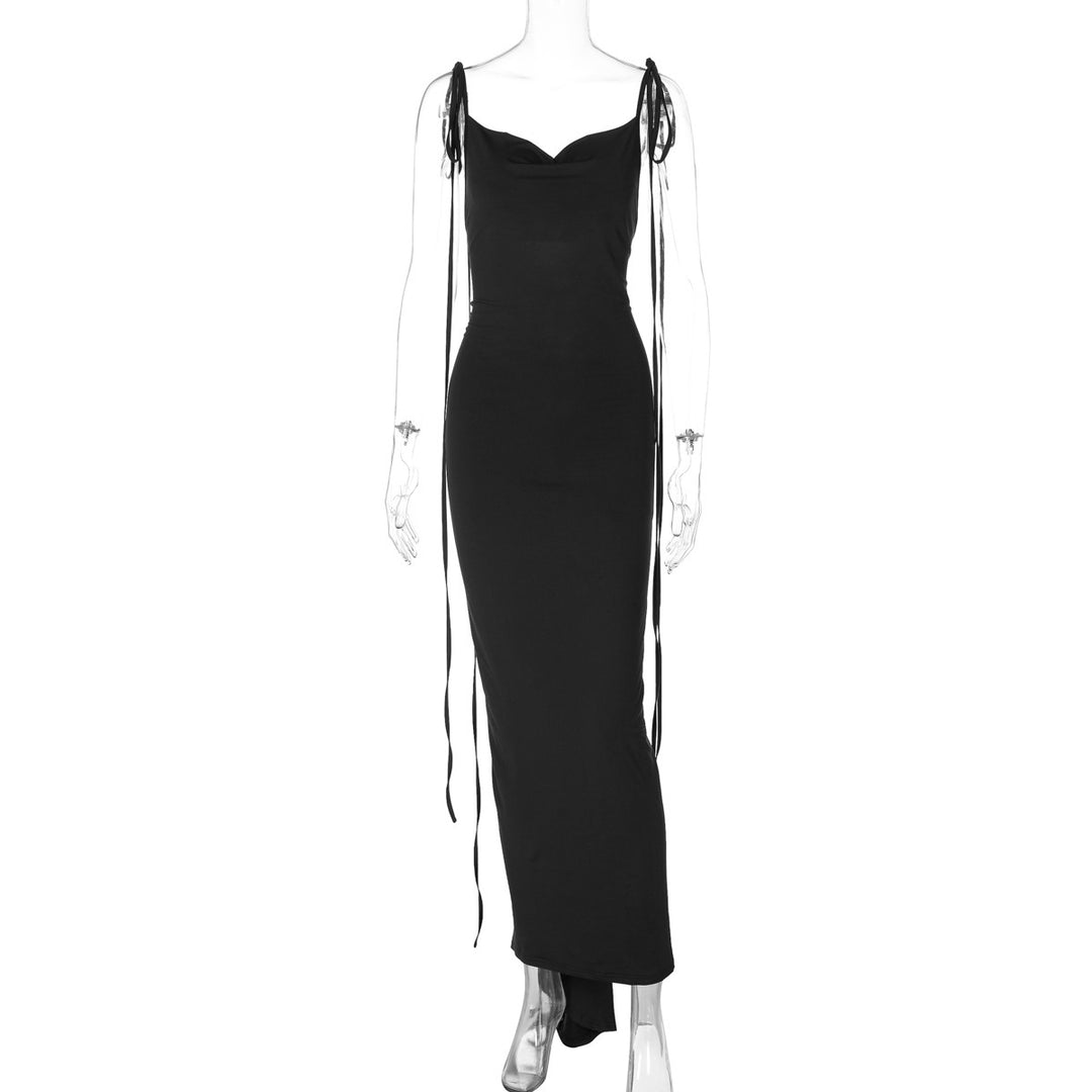 Dame Maxikjole med elegant drapering og justerbare stropper Stilla
