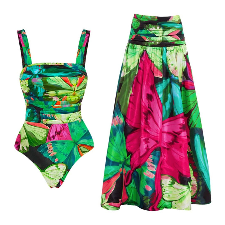 Dame Floral Print Enteil Badeanzug Skovae