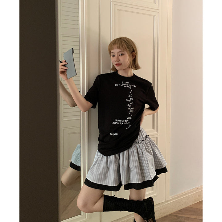 Dame T-shirt med kreativt motiv og løs pasform Stilla