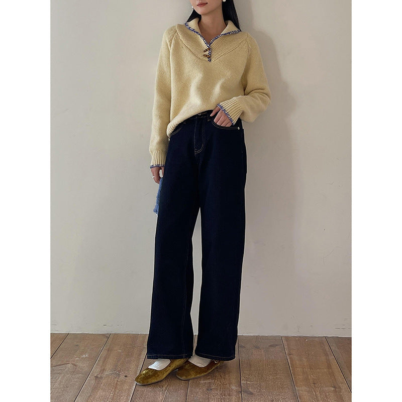 Dame afslappet sweater med moderne krave og struktureret design Stilla