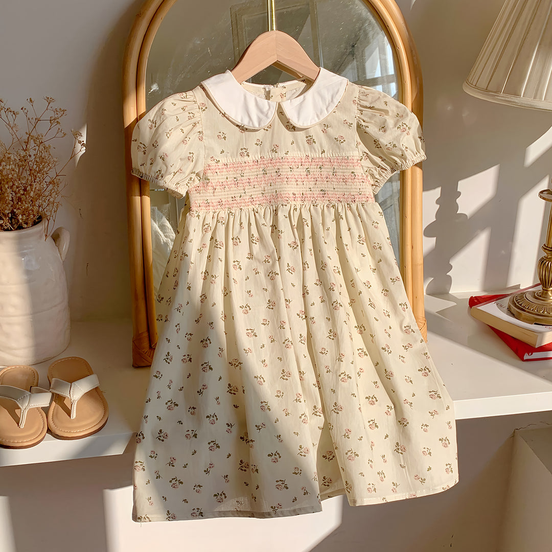Pige Blomster Smocked Mini Kjole Stilla