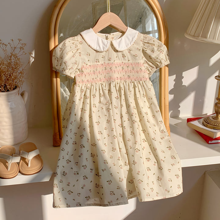 Pige Blomster Smocked Mini Kjole Stilla