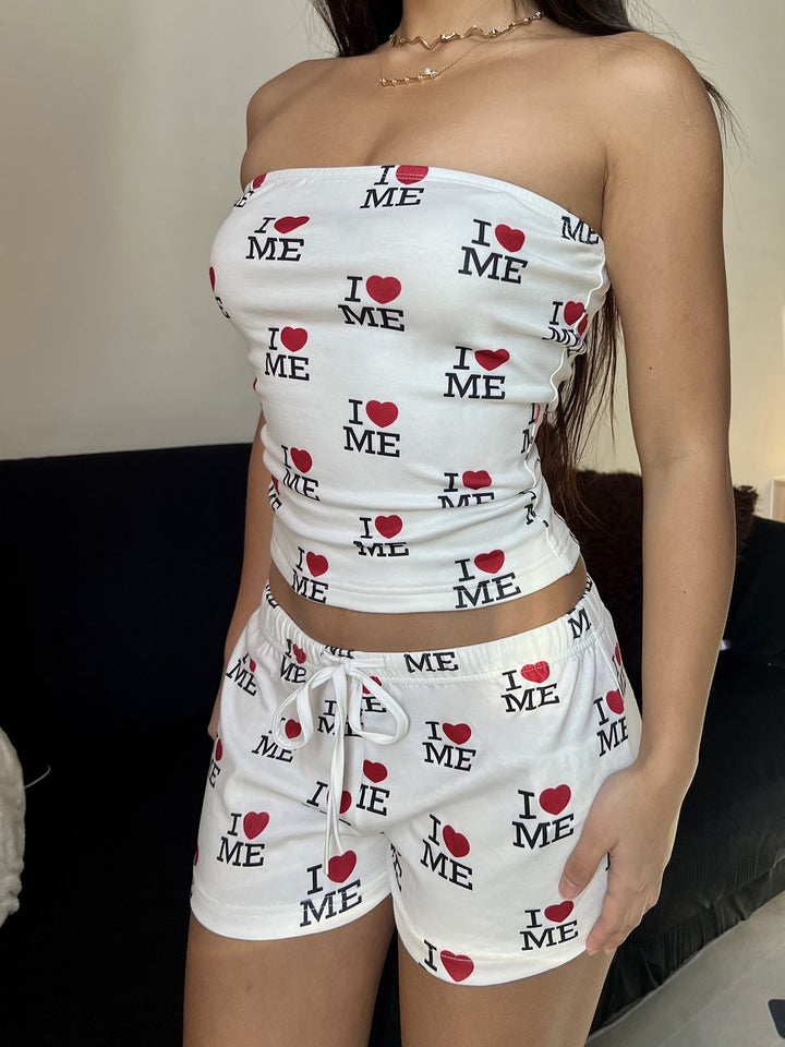 Dame Bandeau-Shirt med kreativ tekst Stilla