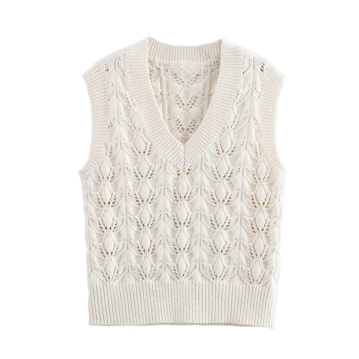 Femme Strik Spids Ærmeløs Sweatshirt Stilla