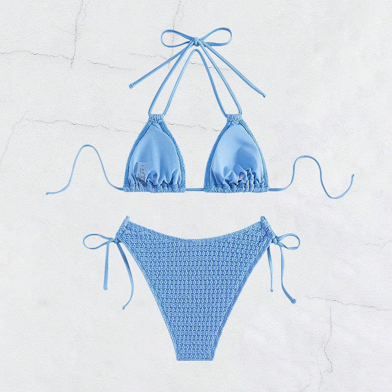 Dame triangel-bikini med legende bånd og elegant hæklede mønster Stilla