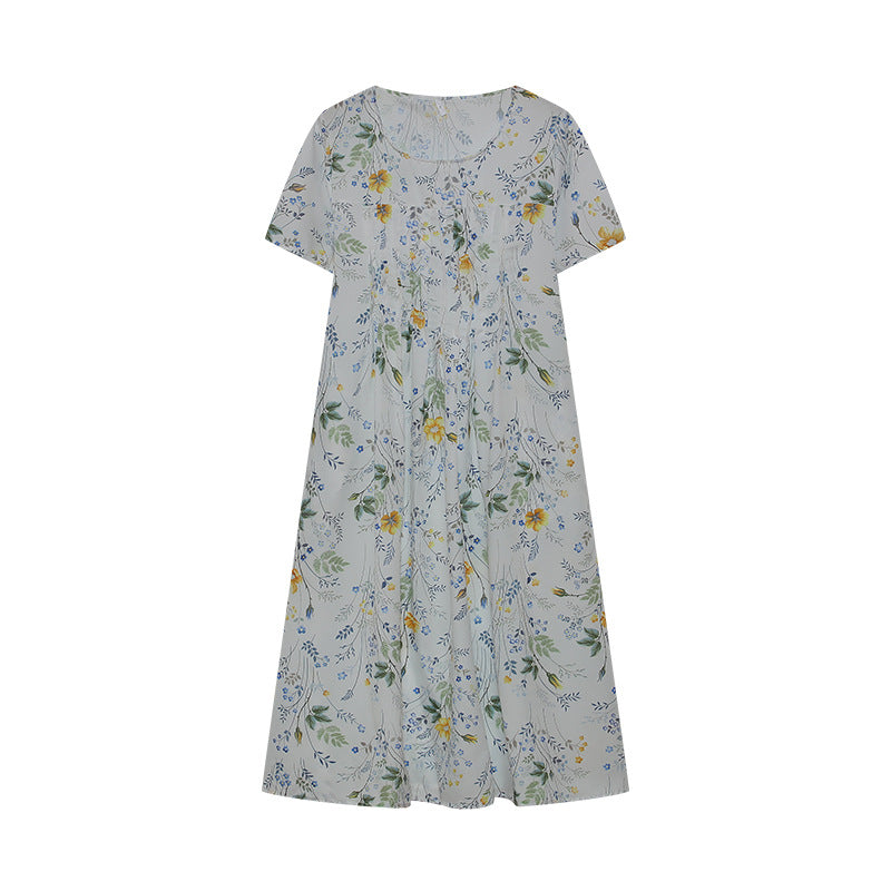 Dame blomsterkjole midi med plisseret design Stilla