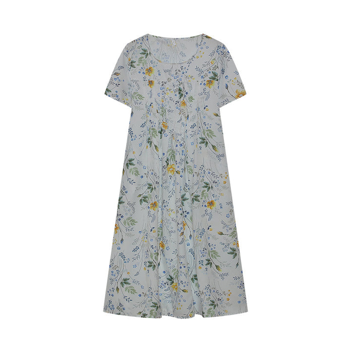 Dame blomsterkjole midi med plisseret design Stilla