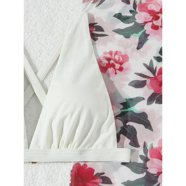 Dame bikini-sæt med blomsteret svampedragt og elastiske stropper Skovae