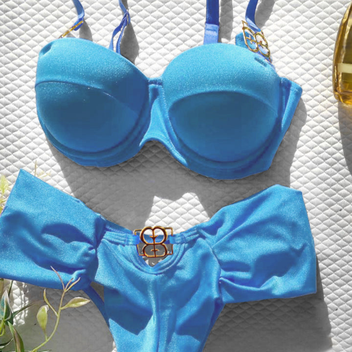 Dame bikini-sæt med elegant bustier-overdel og høj talje Stilla