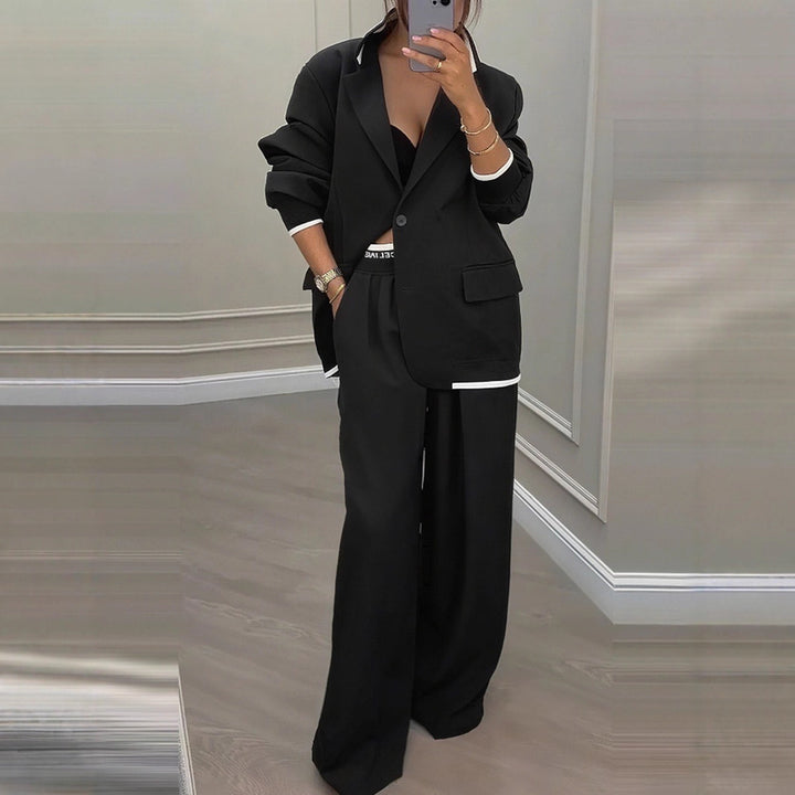 Kvinders elegante blazer og bukser sæt med bred pasform og moderne design Stilla