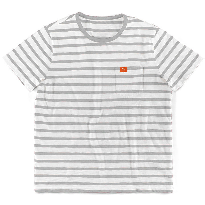Herre nan maritim inspireret stribet T-shirt med brystlomme og slub-jersey Skovae