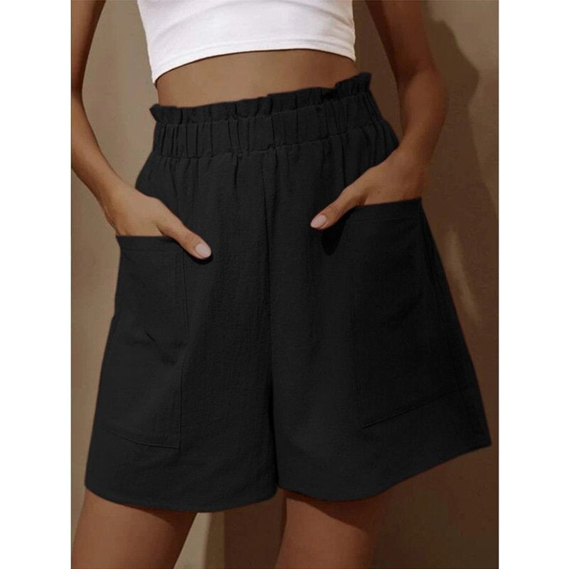 Dame Casual Højhævede Shorts med Lommer Stilla