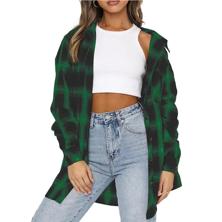 Dame Overshirt i blødt flannel med stort ternet mønster Stilla
