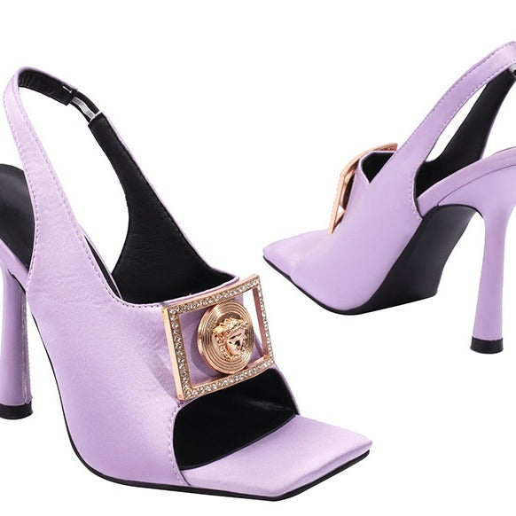 Dame Open-Toe Slingback Hælesandaler med dekorativt Statement-design Stilla