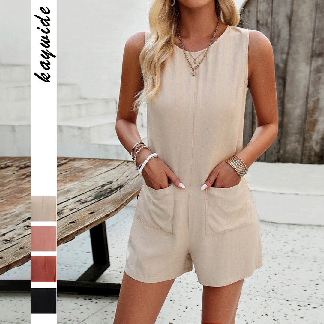 Dame Playsuit med praktiske lommer og ærmeløst design Stilla