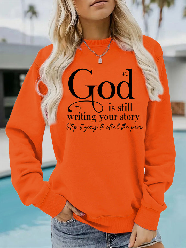Kvinders sweatshirt med inspirerende skrifter Stilla