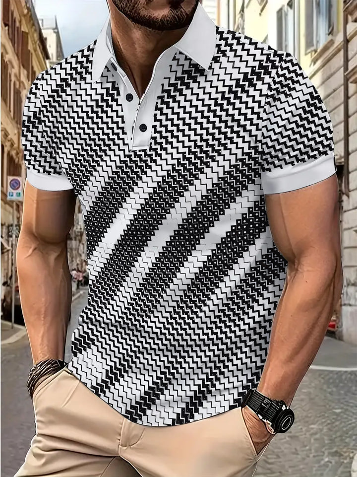 Herre Poloshirt med innovativt zigzagdesign og åndbare egenskaber Stilla